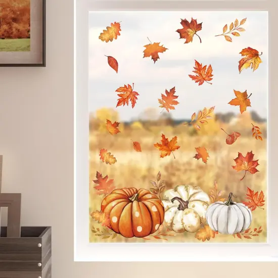 Fall Window Clings Stickers - Leaves Pumpkin {2}