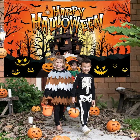 Halloween Backdrop Banner - 72x44 (Orange) {3}