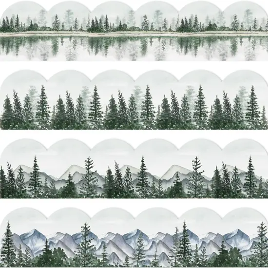 69Ft Watercolor Forest Bulletin Board Borders - 60Pcs {1}