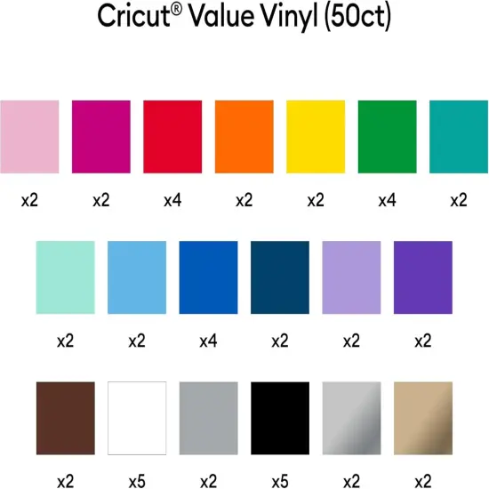 Value Permanent Vinyl - 50ft Rainbow Sampler, 12in x 12in Sheets (50 Count) {2}