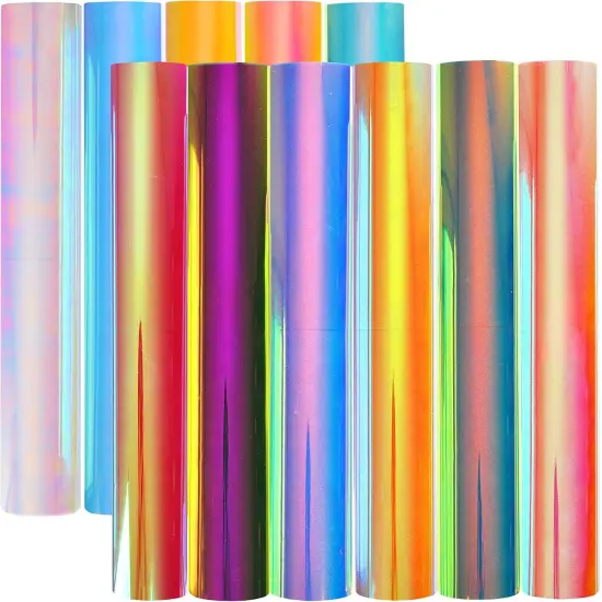 11 Pack Holographic Iron on Vinyl Rainbow Vinyl Glitter-11.4"X9.8" for Cricut Silhouette {1}