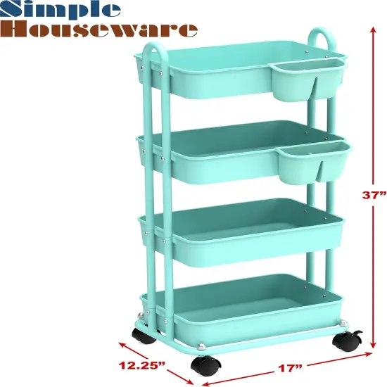 4-Tier Multifunctional Rolling Utility Cart {5}