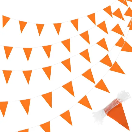 200 Feet Solid Pennant Banners Flags String Triangle Hanging (Orange) {1}