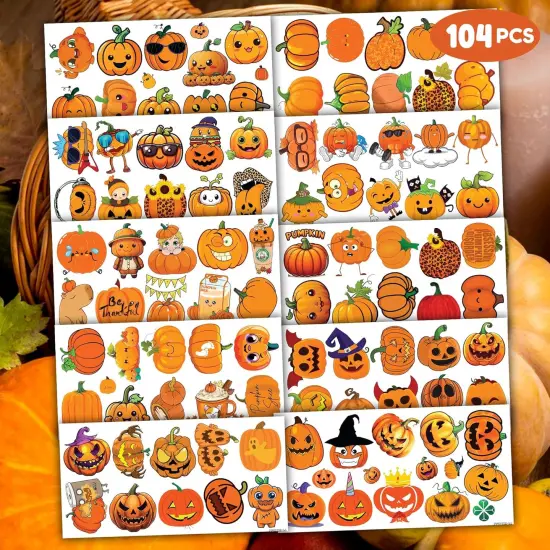 104 PCS Pumpkin Temporary Sticker {3}