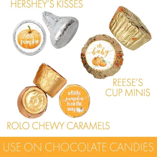 Orange Little Pumpkin Baby Shower Kisses Candy Stickers {3}