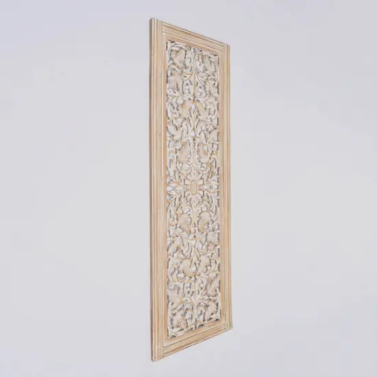 Wooden Floral Hand Carved Mandala Wall Decor Accent - 20" x 63" {3}