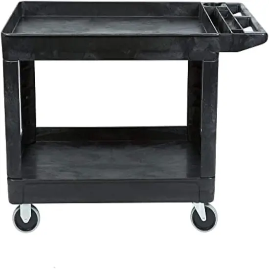Products 2-Shelf Utility/Service Cart, Medium, Black 500 lbs. Capacity, for Warehouse {3}
