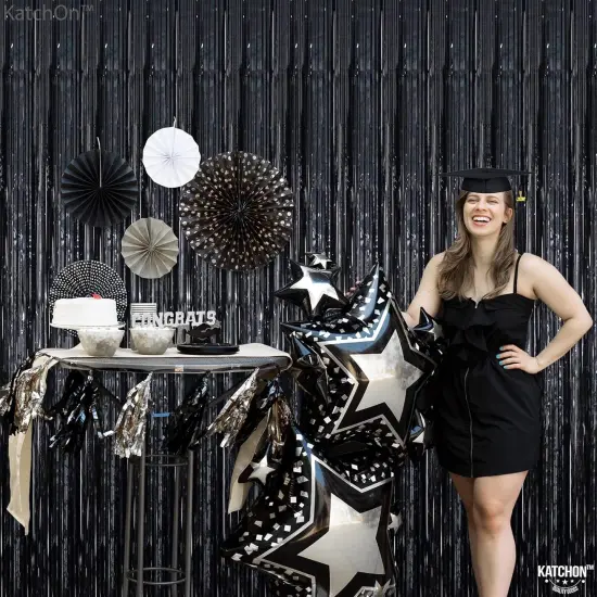 Fringe Backdrop for Black Party Decorations {3}