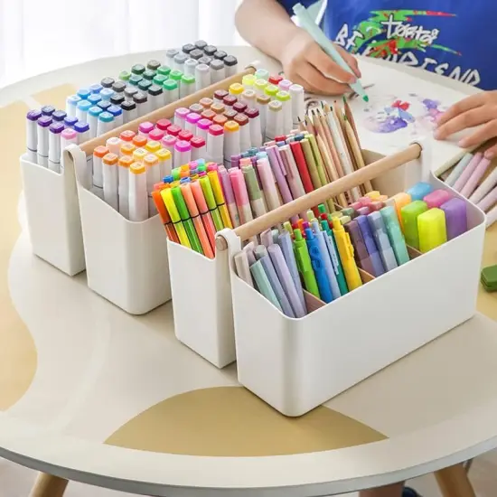 Large Plastic Portable Caddy with Handle, Storage Organizer Bin {3}