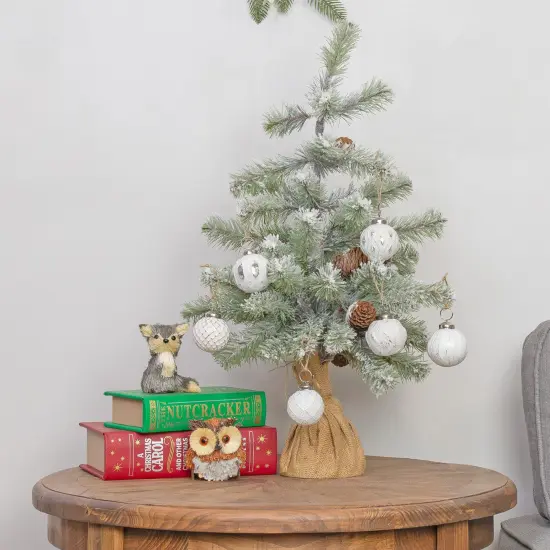 2in Farmhouse Ball Ornaments Distressed Metal Glass Christmas Decor White {5}