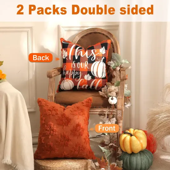 2 Packs Double Sided Throw Pillow Covers Rust Red - 16x16inch {2}