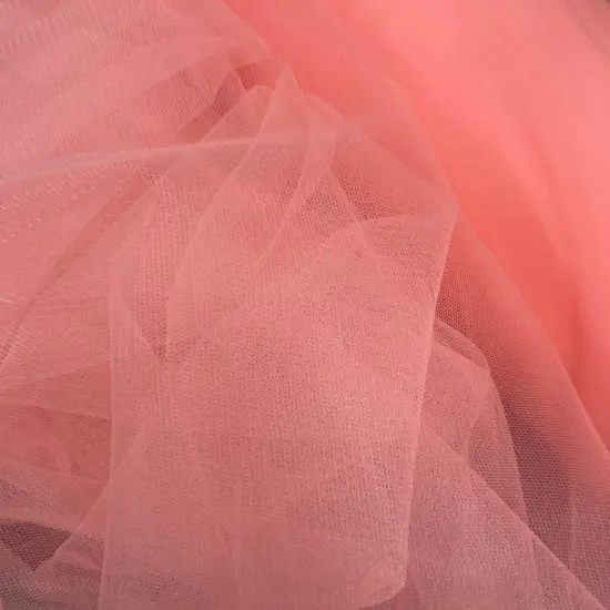 1 Yard 2-Way Stretch Nylon Net Mesh Fabric, 60" Width Lightweight Sheer Mesh for Gowns, Dancewear & Costumes Coral Dark {1}