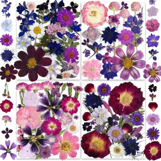 150PCS Purple Dried Flowers with Butterfly Stickers {1}