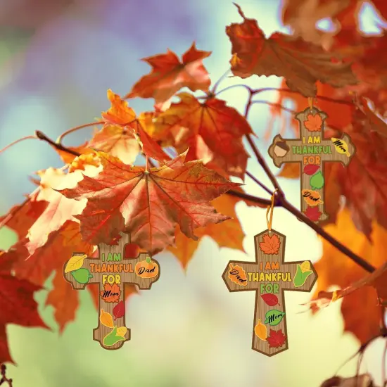 24 Pcs Religious Fall Cross Craft DIY Thanksgiving {5}