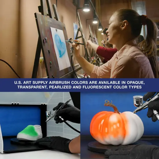 12 Color Secondary Opaque Colors Acrylic Airbrush Paint Set with Reducer & Cleaner, 1 oz. Bottles {6}