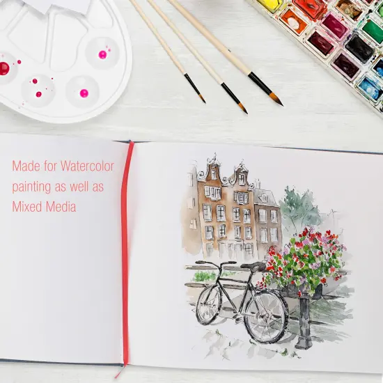 9" x 12" Watercolor Book (2 Pack, 76 Sheets Each) - 110lb (230 GSM) Linen-Bound Hardcover Artist Paper Pads - Acid-Free Cold-Pressed Watercolor Paper Pad Mixed Media {5}