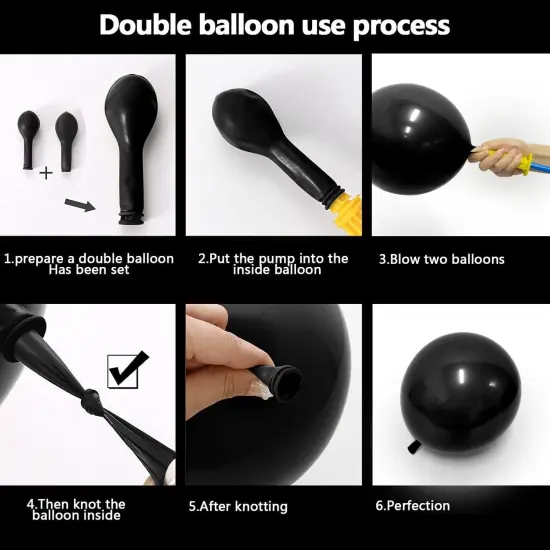 Black Balloons Double Stuffed Latex Balloon Garland Arch Kit Different Size 18/12/5 inch {3}