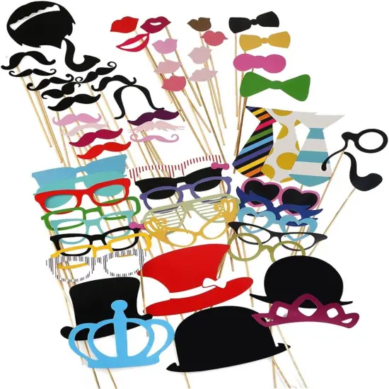 Photo Booth Props DIY Kit Dress-up Accessories Party Favors for Wedding Party Reunions Birthdays,60 pieces {1}