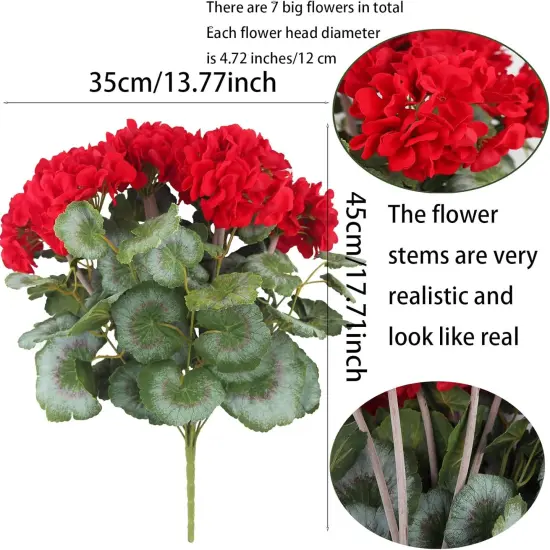 Summer Bushes Artificial Geraniums Flowers for Outdoors {2}