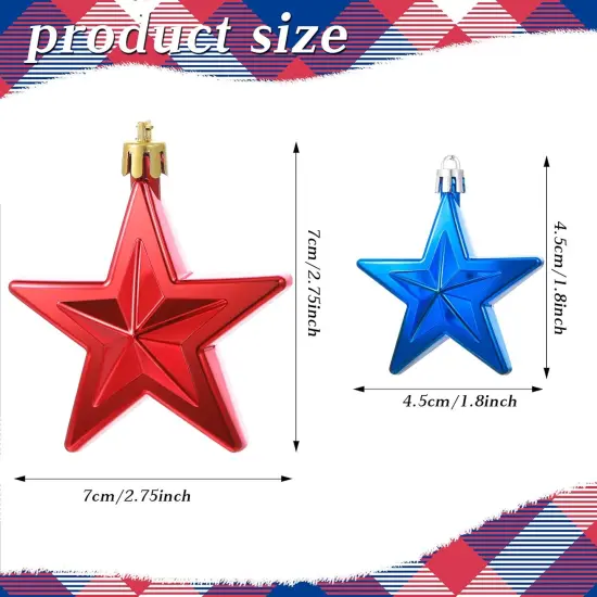 25 Pcs 4th of July Decoration, Including American Flag Wreath Bow and Patriotic Hanging Star Red White Blue Ornaments for Independence Labor Veterans Day Tree Indoor Outdoor {2}
