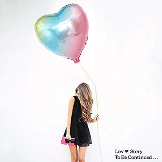 [10 Pack] Heart Shape Foil Balloons, 18" Mylar Balloons Colorful Rainbow Decorations for Birthday Party {3}