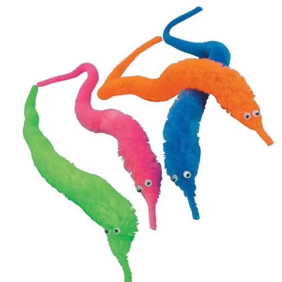 Worm on a String 8 1/2 Inches Long Fuzzy Worms {4}