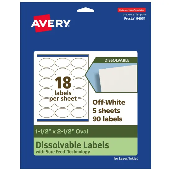 Avery Dissolvable Labels, 1.5" x 2.5" Oval {7}