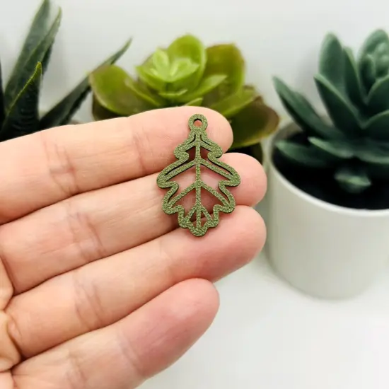 1, 4, or 20 Pieces: Green Oak Leaf Charms {3}