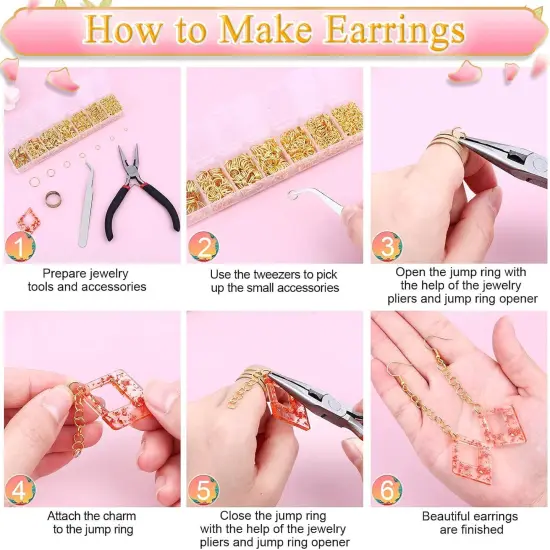 1500Pcs Jewelry Necklace Repair Kit with Jewelry Making Supplies and Jewelry Pliers for Bangle Charms, Earrings and Nail Piercing {5}