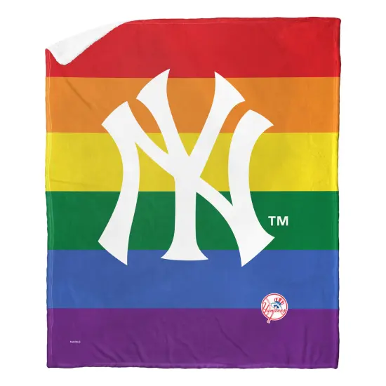 MLB Pride Series Silk Touch Sherpa Throw Blanket 50&times;60 Inches New york yankees {1}