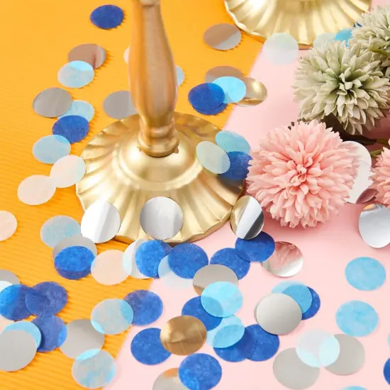 Silver and Blue Tissue Paper Confetti Dots Table Decoration for Graduation Birthday Wedding Toss Retirement Party, 1 inch in Diameter, 100 grams {3}