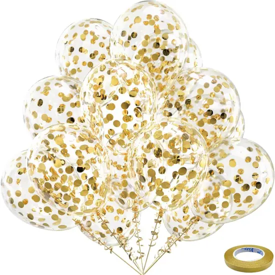 Gold Confetti Latex Party Balloons - 60 Pack 12 inch Helium Gold Confetti Balloons for Wedding Graduation Baby Shower Birthday Party Decorations {1}