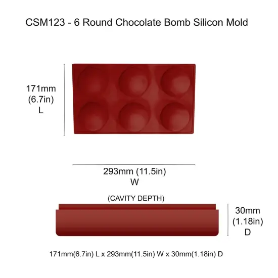 6 Cavity Round Chocolate Bomb Silicone Mold {3}