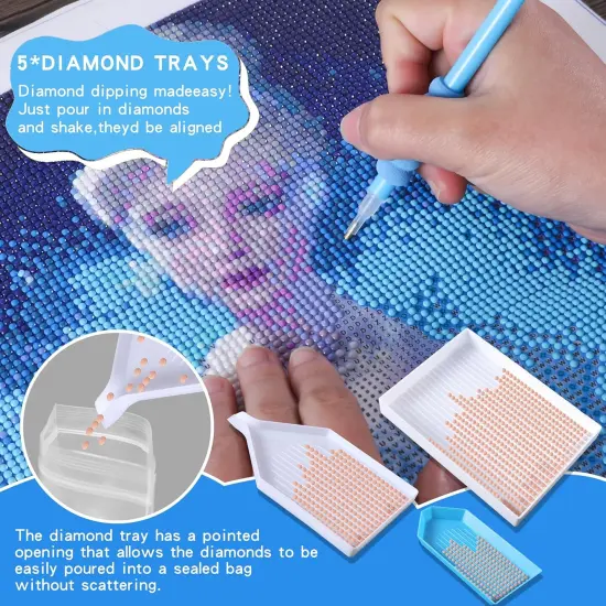 61PCS 5D Diamonds Art Accessories and Tools Kits with Diamond Painting Roller and Diamond Art Storage Box for Adults or Kids（Blue） {4}