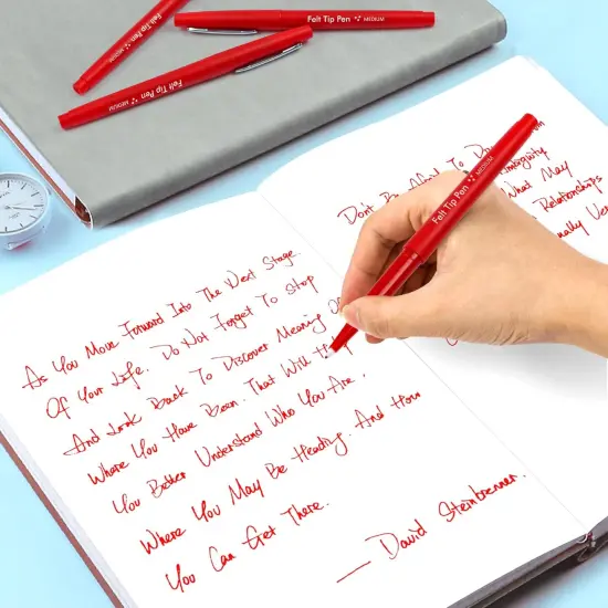 Felt Tip Pens, 30 Red Pack, 0.7mm Medium Point, Felt Tip Markers Pens for Journaling, Writing, Note Taking, Planner, Perfect for School Office and Art Supplies {3}