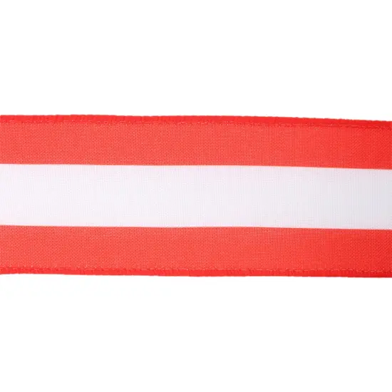 LaRibbons 2 1/2" Wired Ribbon | Red/White Flag Stripe | 10 Yard Roll {6}