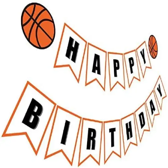 Basketball Birthday Banner | Basketball Theme Happy Bday Bunting Sign, Basketball Party Decoration {1}
