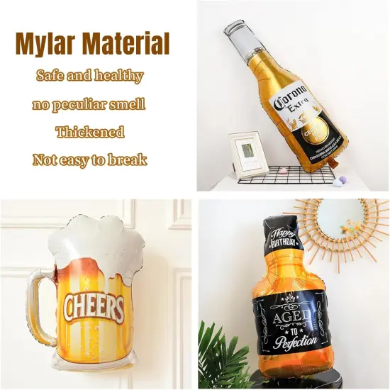9pcs Corona Whisky Beer Mug Mylar Foil Helium Balloons, Men Women Boys Girls Beer Themed Birthday Party Decoration, Baby Shower Engagement Decoration Supplies {2}