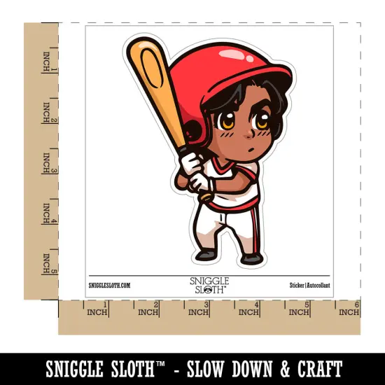 Water Bottle Sticker Set Baseball Boy Batter with Bat Chibi Sports Cute Waterproof Vinyl Stickers Pack Decal, Skateboard, Laptop, Car, Window, Bumper - 5 Pack {1}