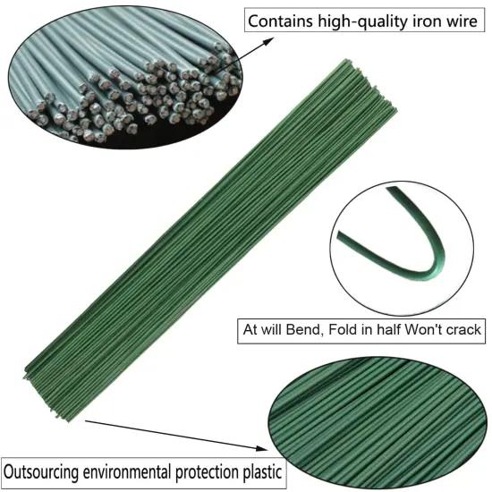 Pack of 50, Diameter 2mm Dark Green Paper Wrapped Floral stem Wire 16 Inch Floral Stem Wire - DIY Bouquet Stem Wrapping and Crafts {3}