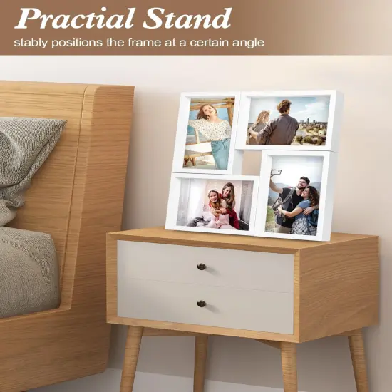 4x6 Picture Frames Collage, Collage Frame Wall Decor Display Four 4x6 Family Photos, Glass Front, Wall Hanging or Tabletop, White {4}