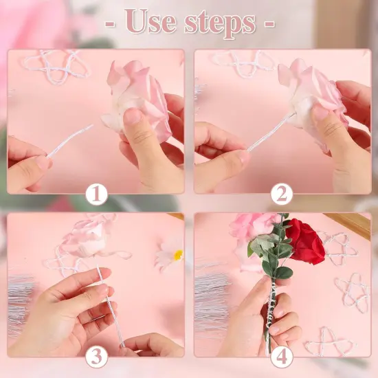 200 Pcs Floral Wire 26 Gauge Crafts Wire Florist Flower Wire Stems White Floral Wire for Crafts Bouquet Stem Wreath Making Flower Arrangement Supplies (White,14 Inch) {3}