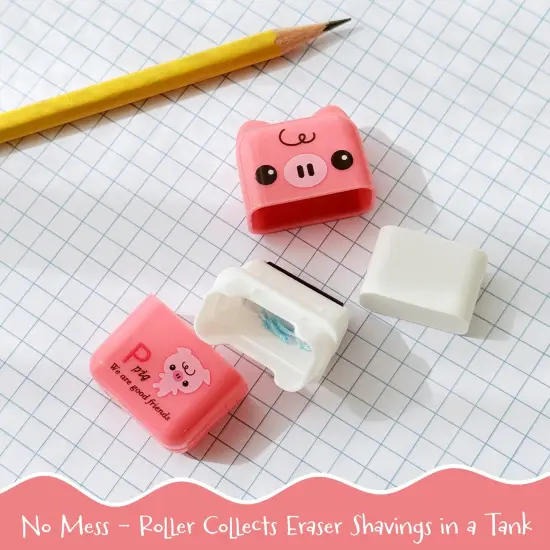 Wrapables Cute Animal Erasers with Clean Up Roller and Cover (Set of 6) {3}