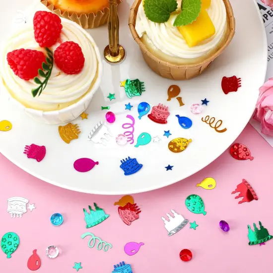 Happy Birthday Glitter Confetti, Birthday Party Metallic Foil Table Confetti Multicolor Cake Balloon Sprinkles Table Centerpiece for Baby Shower Party Decorations {2}