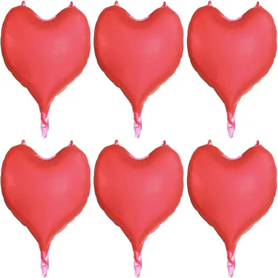 20 Inch Red Heart Mylar Foil Balloons 6 Pcs Large Red Heart Aluminum Foil Helium Balloons for Girls Women Birthday Bridal Engagement Wedding Anniversary Baby Shower Party Decorations {3}