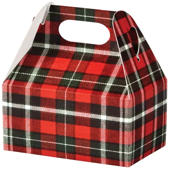 Pack/6: Christmas Plaid Gable Box - 8-1/2 x 5 x 5-1/2" {2}