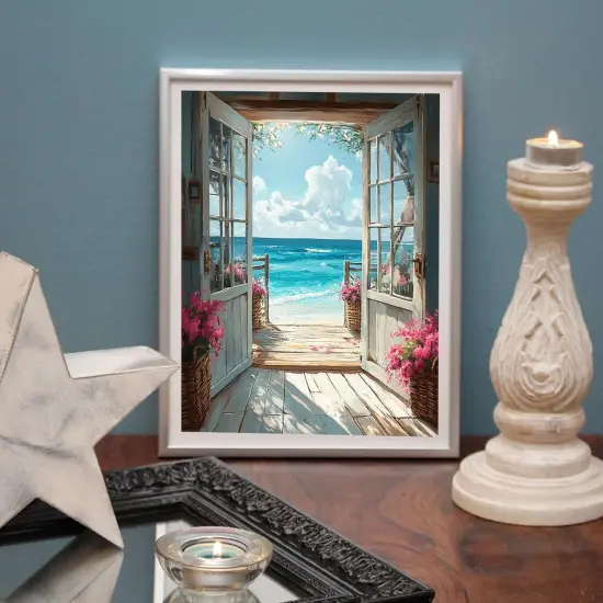 DIY Scenery Paint by Numbers Kit for Adults on Canvas,Landscape Beach Digital Oil Painting Kit for Adults Beginner,Easy Scenery Acrylic Paint by Number Kits for Holiday Gifts 16X20 Inch. {3}