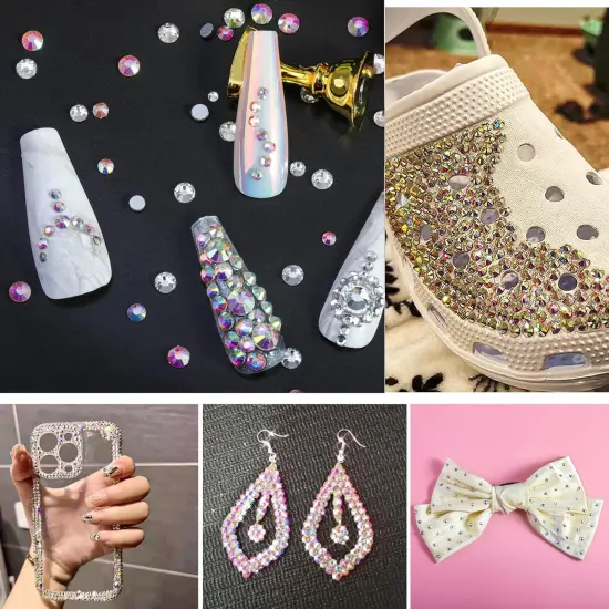 Flat Back Crystal Rhinestones Round Gems for Nail Art and Craft Glue Fix, CrystalAB (4.6-4.8mm) SS20/1440pcs {4}