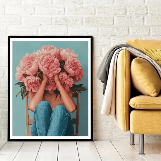 Paint by Numbers for Adults - Flowers Woman Paint by Numbers for Adults Beginners, Flowers Girl Acrylic Simple Paint by Number Canvas for Decoration (16x20 inch) {3}