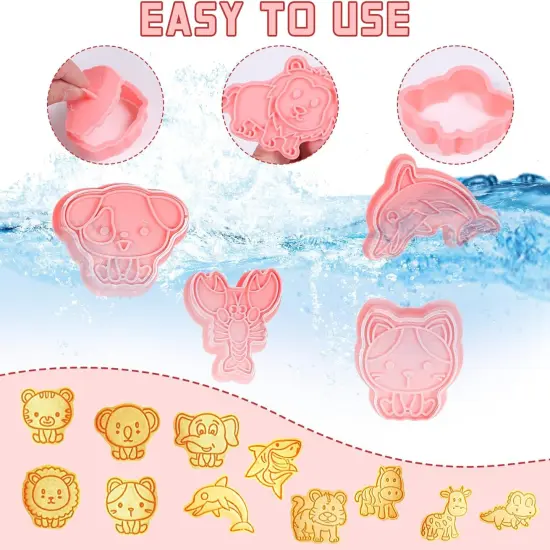 Animal Cookie Cutters with Plunger Stamps Set 24 Pieces {5}